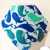 Handmade Baby Bandana Dribble Bib FREE SPIRIT Blue Green WHALE Fabric IDEAL GIFT