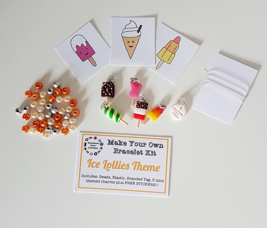Make your own retro food themed bracelet kit ICE LOLLIES THEME!