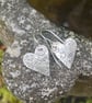 Oxidised sterling silver textured heart earrings