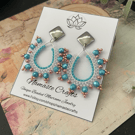 Pretty beaded boho teardrop dangle handcrafted statement earrings