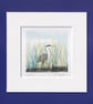 Heron - print from bird illustration with mount - Image 1