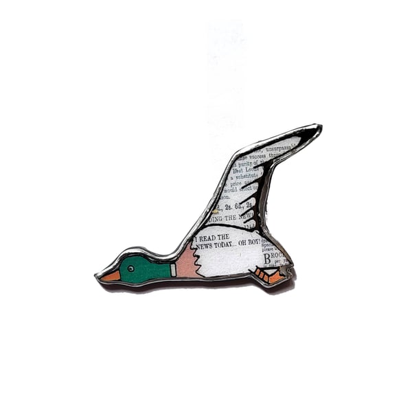 Wonderfully Whimsical Flying Duck Beatles Lyrics Brooch by EllyMental