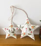 Robin Decoupage Christmas Tree Star Decorations Set of 2 (Set A) - Image 1