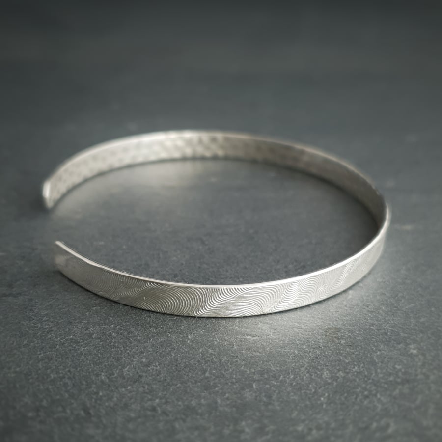 Cuff Bracelet in textured silver from Balance Me range