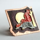 Abstract art brooch - sunset