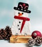 Fused Glass Snowman on Yew Stand
