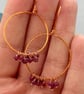 Natural Ruby & Hammered Copper Hoop Earrings - Image 7