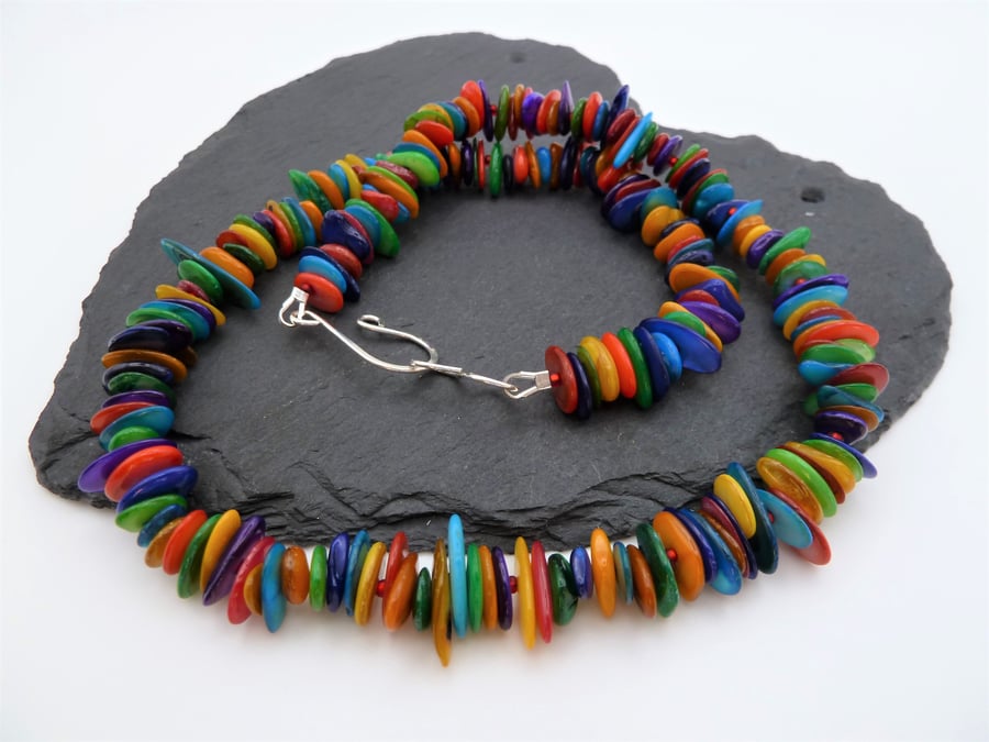Rainbow shell deals necklace