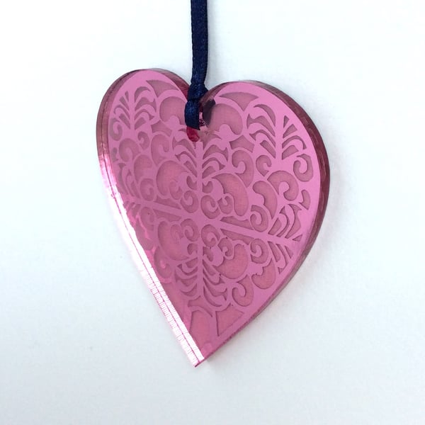 Pink mirrored heart