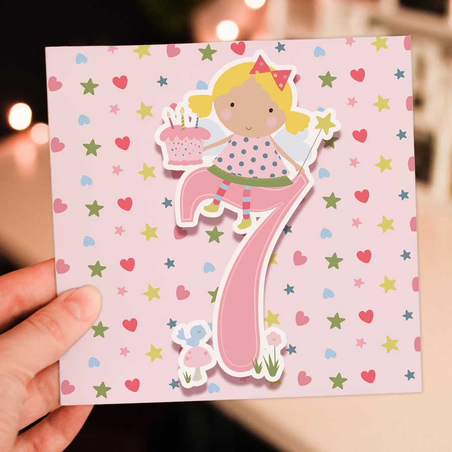 7th birthday card: Fairy