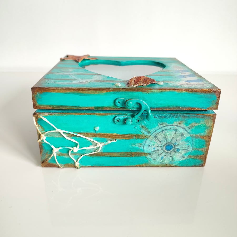 Anchor an Light Jewellery Box Tropical Wooden Box, Tresure ana Keepsake Box