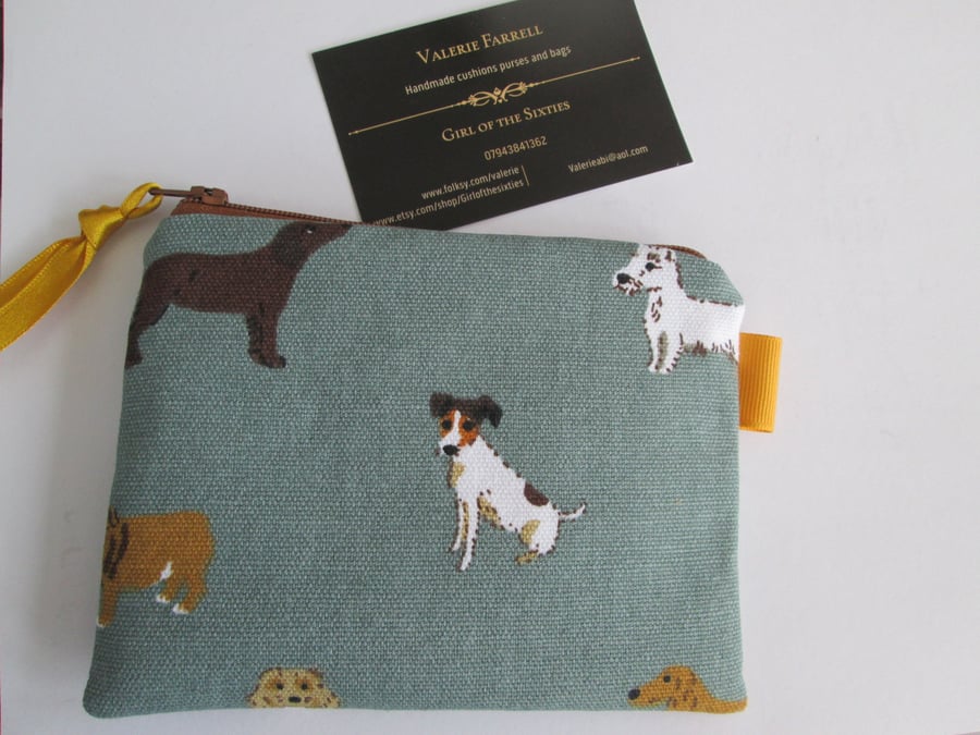 Sophie Allport Teal Dogs   Coin Purse