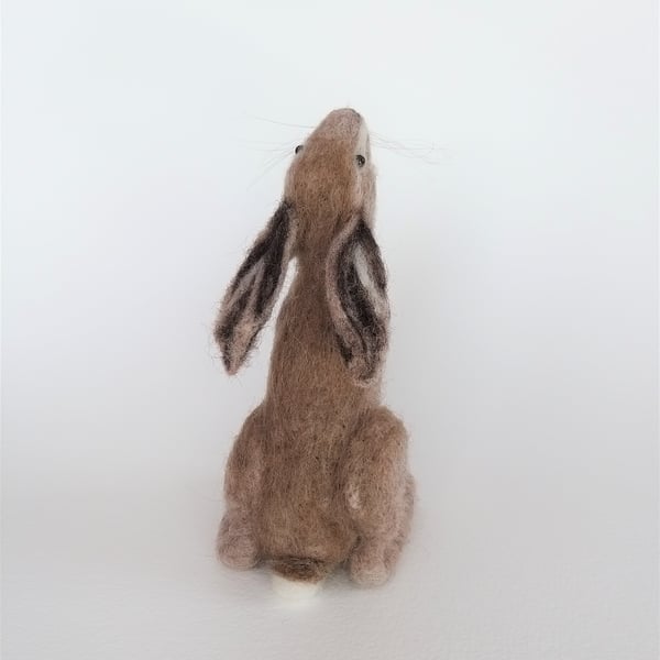 Moongazing hare, felted sculpture