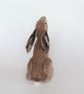 Moongazing hare, felted sculpture