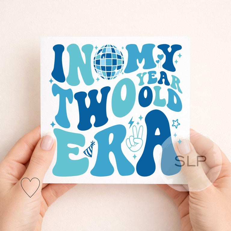 In My Two Era Birthday Card 2nd Birthday Card Retro Disco Two Year Old Card