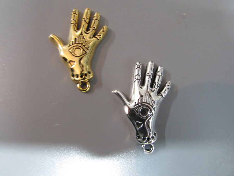 Gold or Silver Mystic Hand Jewellery making charm pendant