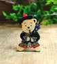 Bagpipes Gift, Handmade Scottish Bagpiper Bear Pin, Scotland Teddy Bear Brooch - Image 1