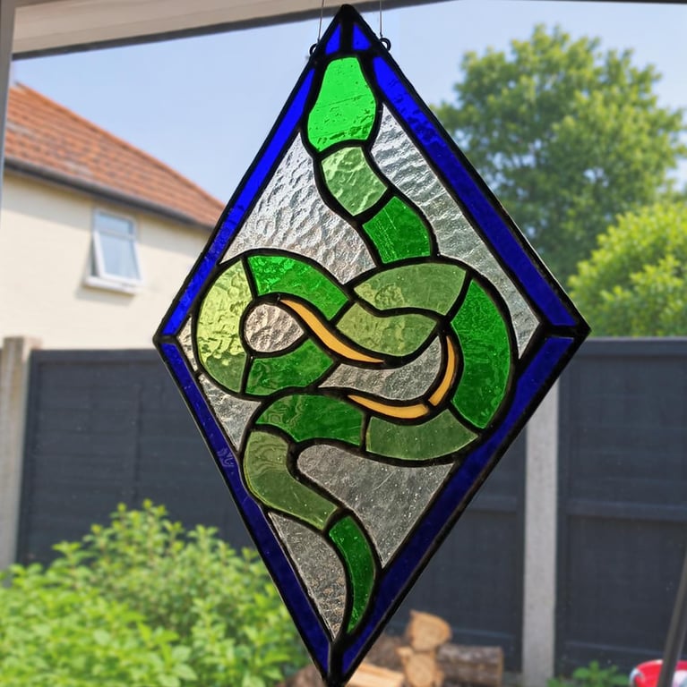 Stained Glass Coiled Snake Suncatcher 