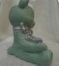Ceramic Hand Painted Mint Green Silver Large Teddy Bear Figurine Animal Ornament - Image 4
