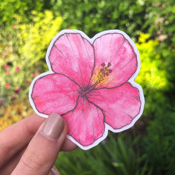 Hibiscus Flower Sticker - Eco Friendly Summer Flowers