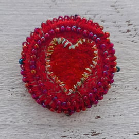 Textile Heart Brooch