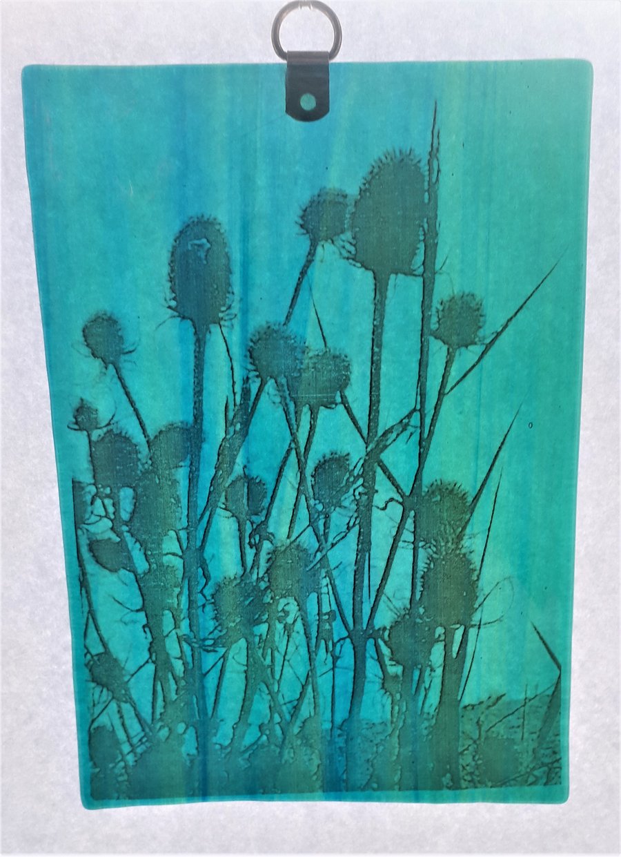Contemporary Stained Glass - Teasels by the Sea 