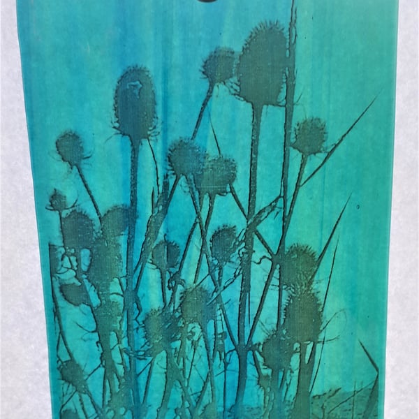 Contemporary Stained Glass - Teasels by the Sea 