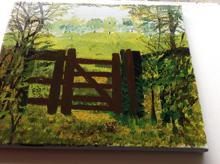 Acrylic painting through the gate.