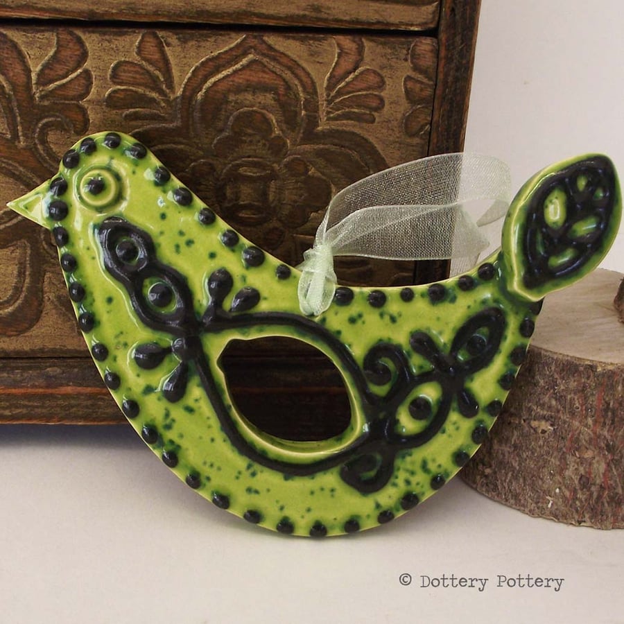 ceramic folk art  bird decoration Pottery