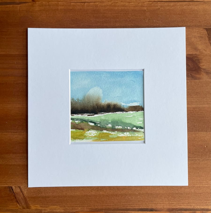 Hand painted, Mounted Landscape Watercolour Painting, Not a Print, Winter scenes