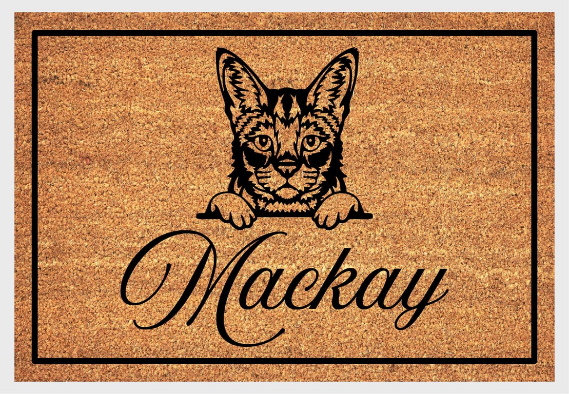 Savannah Cat Door Mat - Personalised Savannah Cat Welcome Mat - 3 Sizes