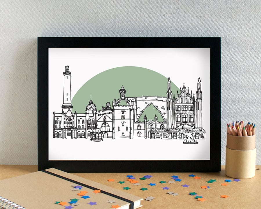 Aberdeen Skyline Art Print