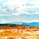 Towards Penistone, Dark Peak, original watercolour painting, A4, unframed.