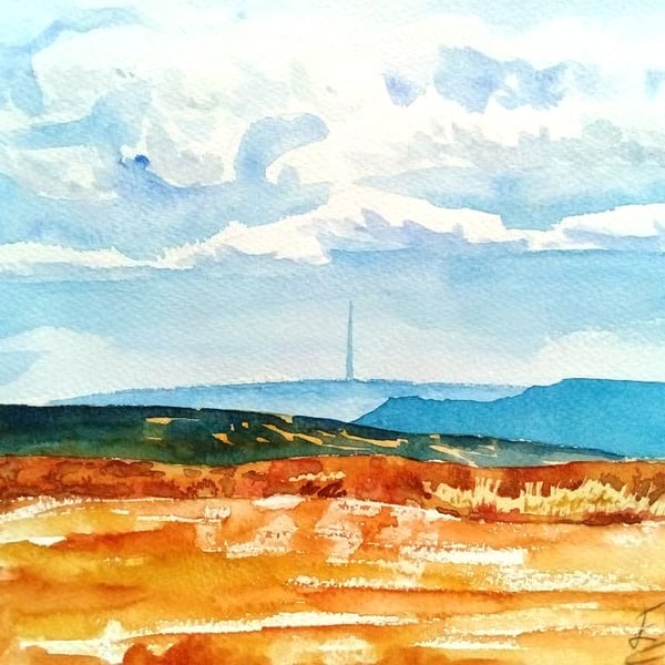 Towards Penistone, Dark Peak, original watercolour painting, A4, unframed.