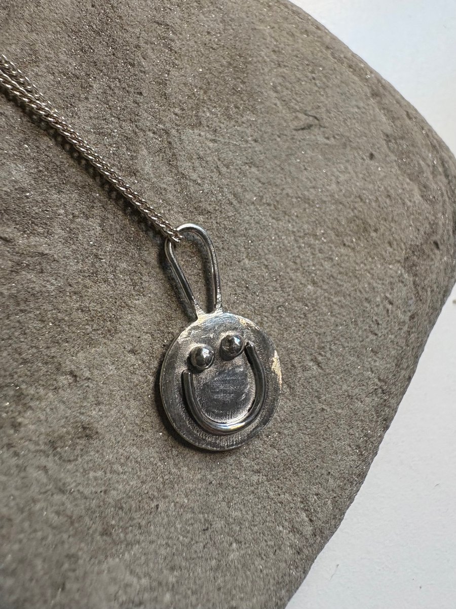 Small smiley pendant - sterling silver on a silver chain