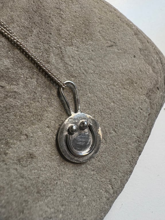 Small smiley pendant - sterling silver on a silver chain