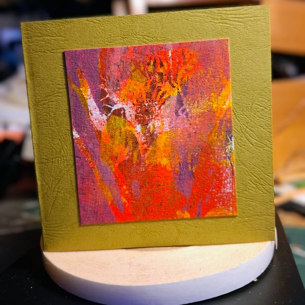 Single Nature inspired card. Original Artwork. 14x14cm. Blank.