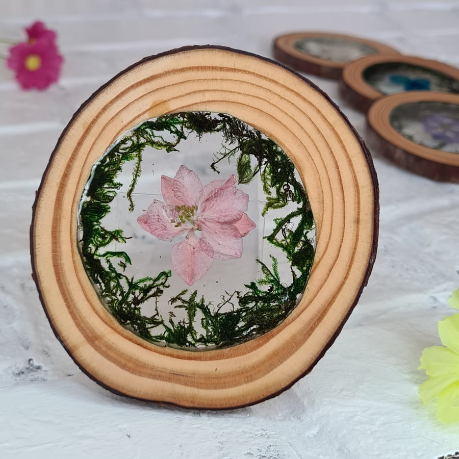 Floral wooden coaster