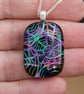 Handmade rainbow web dichroic glass pendant rainbow fused glass necklace SKU F13