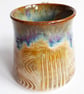 Mug Patterned Brown Blue Glazed  - Hand Thrown Stoneware Ceramic Mug  - Image 3