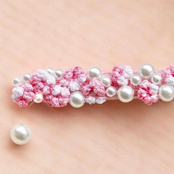 Crochet Pink Florals Hair Clip