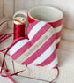 RED AND WHITE STRIPED HEART DECORATION - midi size - Image 5