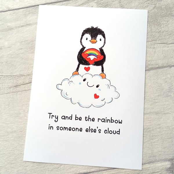 Penguin and Rainbow 7x5 Print