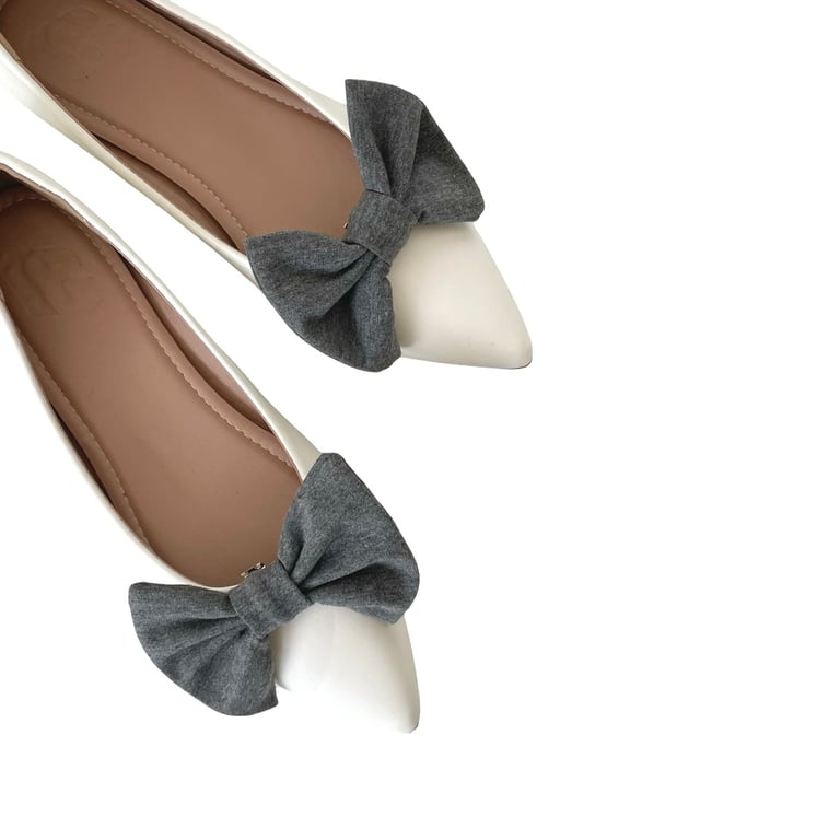 Simple Grey Shoe Bow Clips Charms Handmade Cute Shoe Decor for Clogs Heels