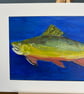 Brook trout in deep blue water. Original painting in acrylics  - Image 7
