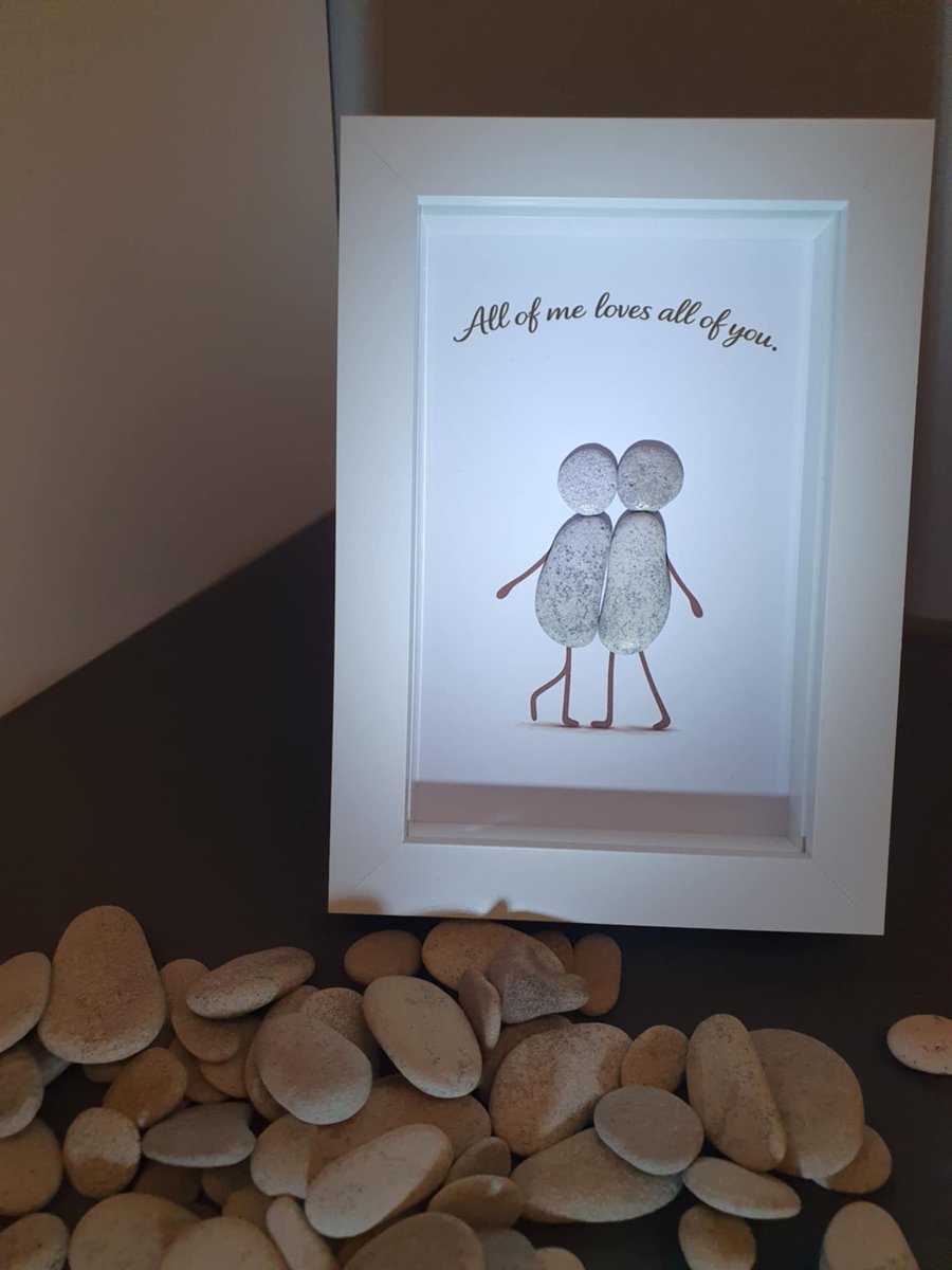 Pebble Art Couple Frame “All of Me Loves All of You”, 10 by 15 cm