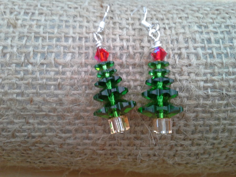 CRYSTAL CHRISTMAS TREE EARRINGS 