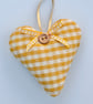 SOFT YELLOW GINGHAM FABRIC HEART DECORATION - Image 2