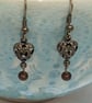 Antique Brass Heart Earrings