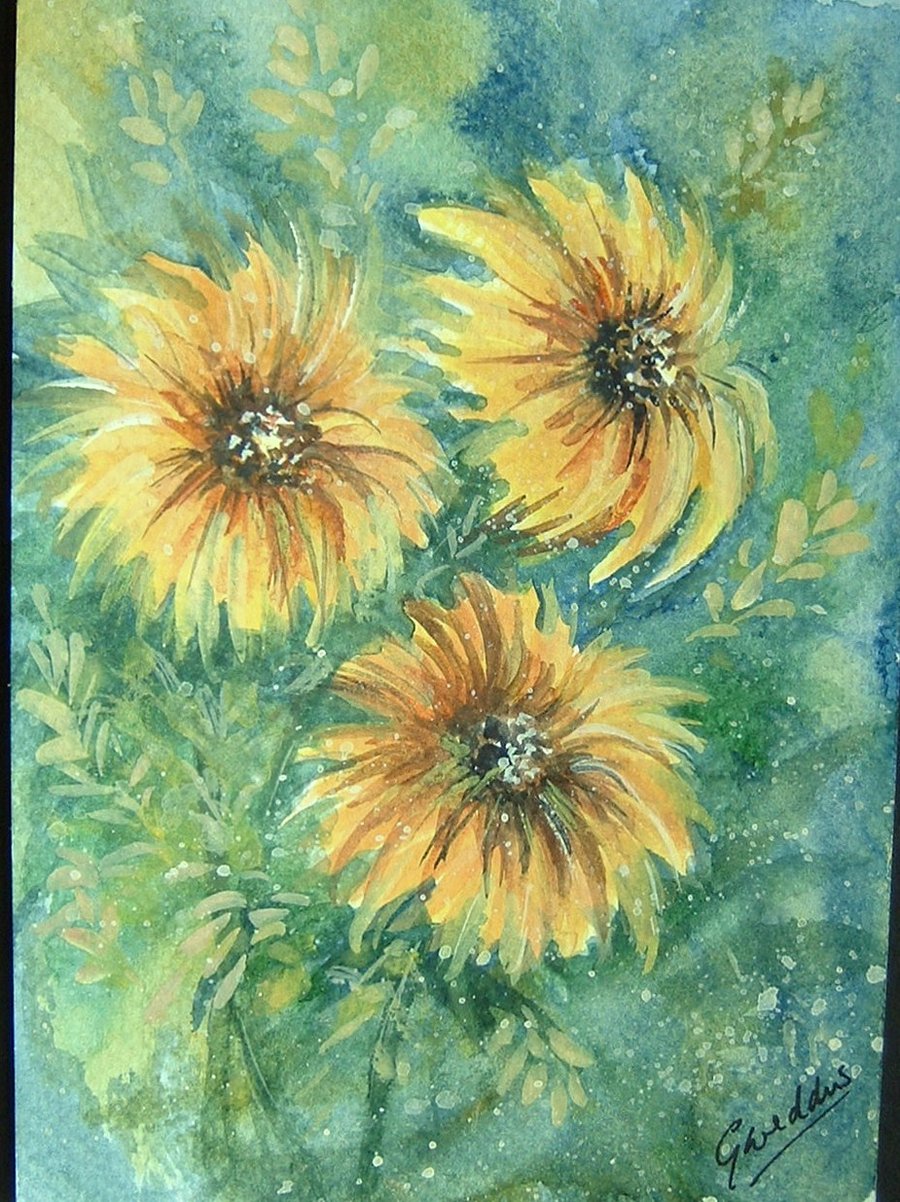 postcard art original painting flowers floral ref 142